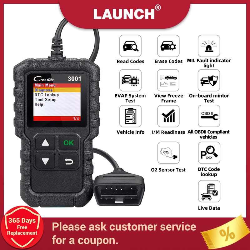 Launch X431 CR3001 Full Auto OBD2 Creader Scanner 3001 Code Reader