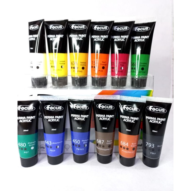 Focus Perma Paint Acrylic 30ml x 12 Tubes Shopee Philippines
