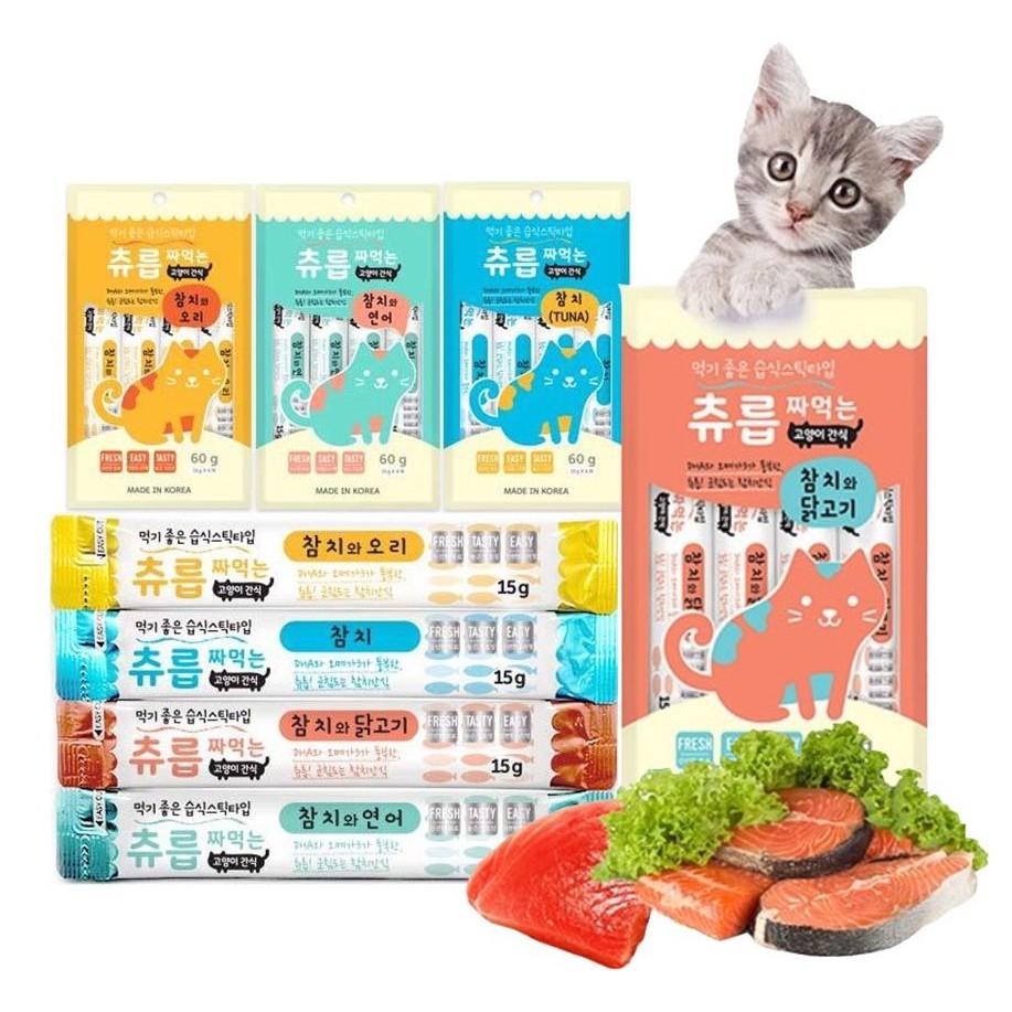 korean Cat churu churu Treats Snack Made in korea x 4 stick