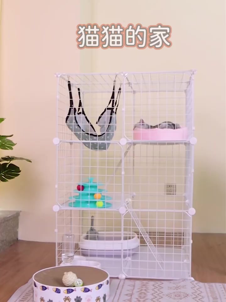 DIY 3 Tier Metal Anti-rust Cat Cage Stackable Cat House Cat Cage ...
