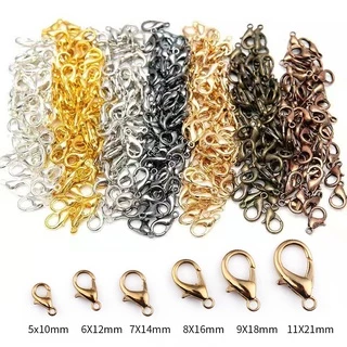 50pcs/lot 10 12 14 16 mm Lobster Clasp Necklace Bracelet Chain Closure Hook  Link Connector DIY Accessories for Jewelry Making