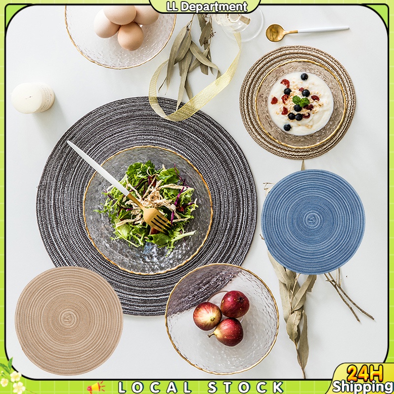 Round Placemats For Dining Table HeatResistant Washable AntiSlip Placemat Cups Insulation Pad