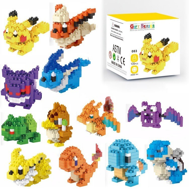 Cute Kids Pokemon Figures Model Building Blocks Diamond Plastic Piec ...