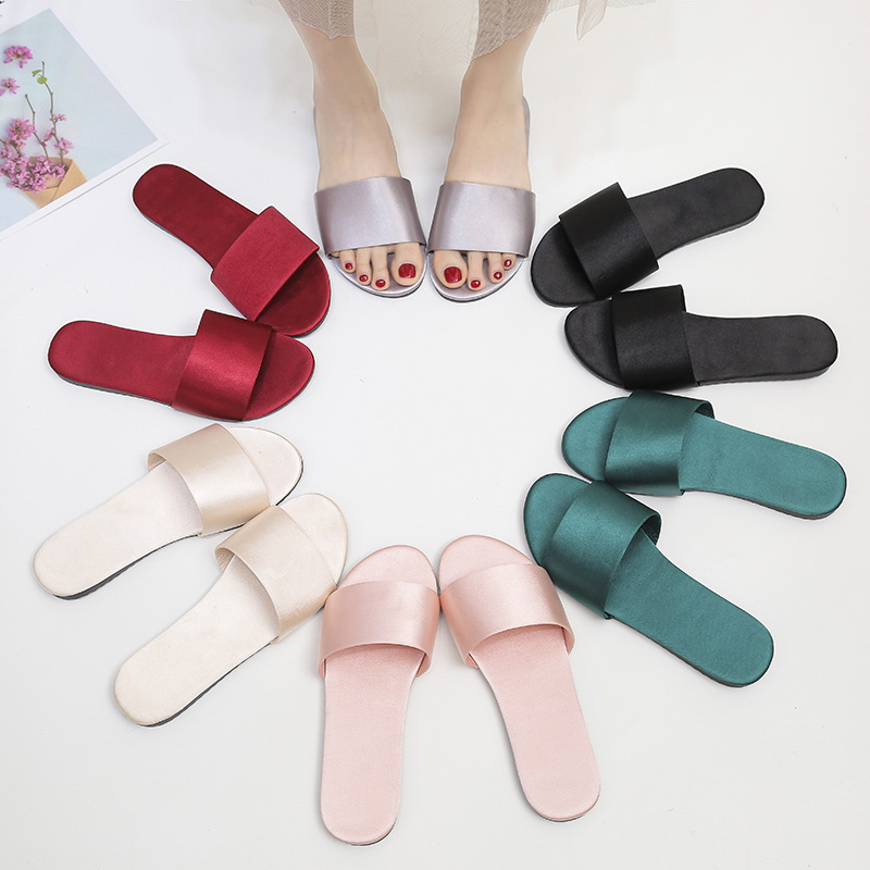 Ladies silk online slippers