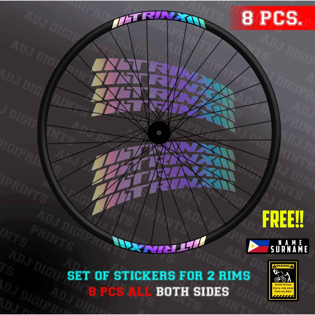 TRINX Rim Decals for MTB Cut-out Stickers SET for 2 RIMS SPECIAL COLOR ...