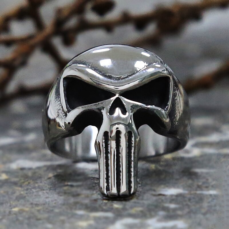 Fashion Personality Punisher Skull Ring Men High Polish 316L