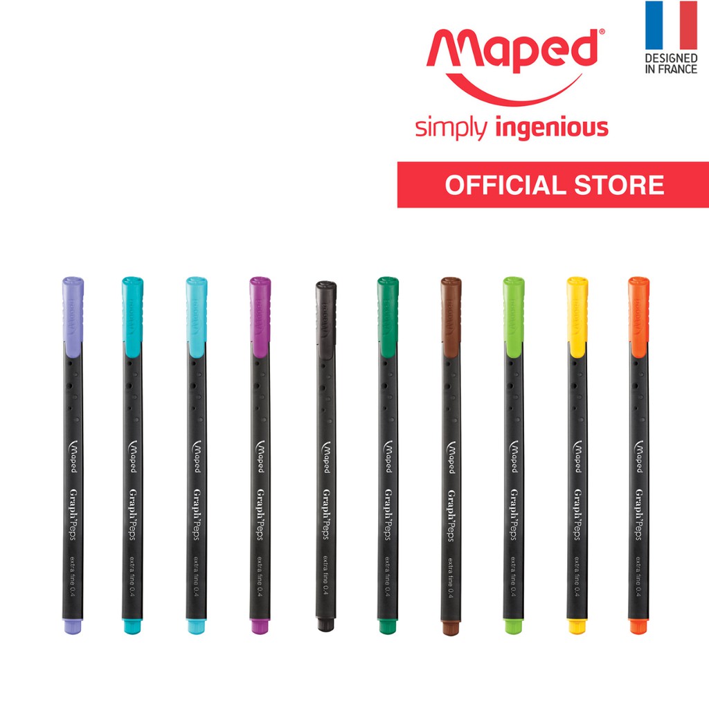 Maped Graph'Peps 0.4mm Fine Felt Tipped Pens, Pack of 20