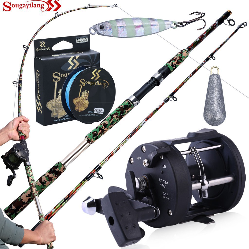 Sougayilang New 20KG Drag Spinning Fishing Rod Set Fishing Rod Spinning ...
