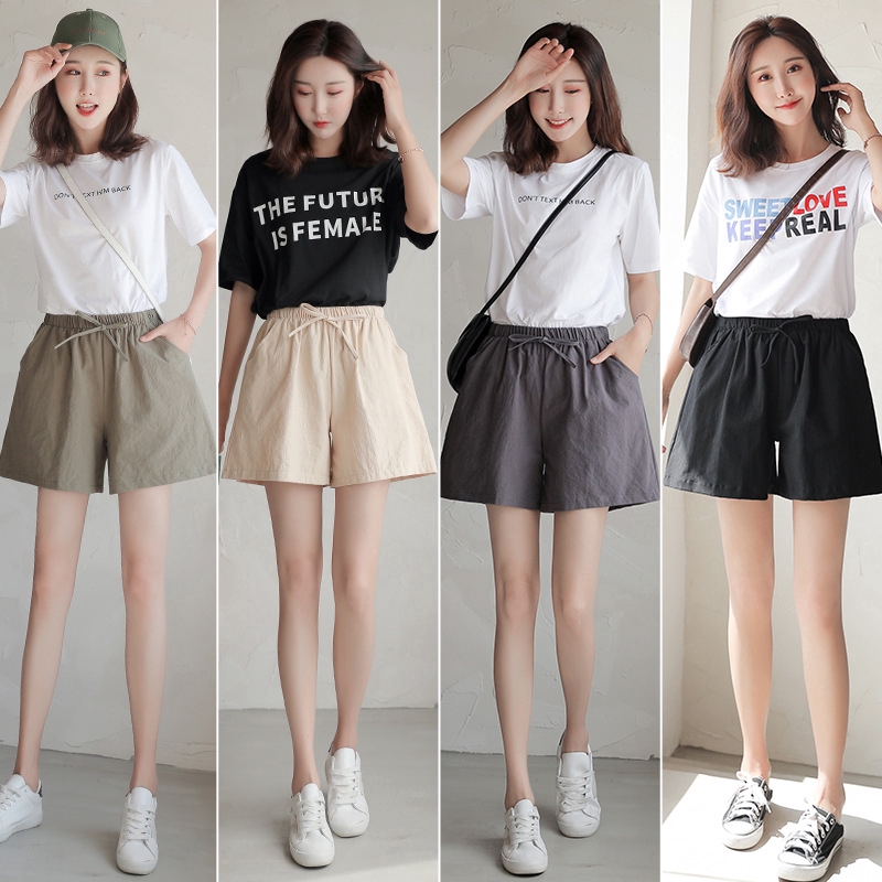 Summer Casual Shorts Women Plus Size High Waist Loose Women Shorts