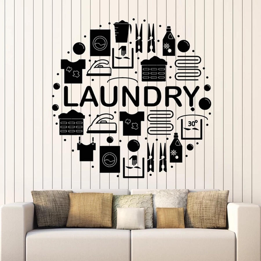 Wall Decal Laundry Room Words Clothes Dry Cleaning Service Washing ...