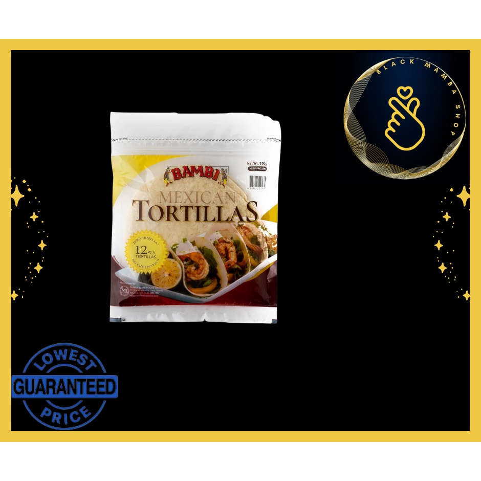 Bambi Tortillas Wrap 12pcs/pack 6" x 6" [soft tacos, shawarma wrap, burritos, quesadilla wrap