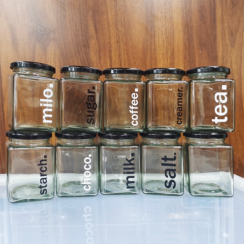 3 Piece Jar Condiments Container glass Coffee Sugar Creamer Salt With