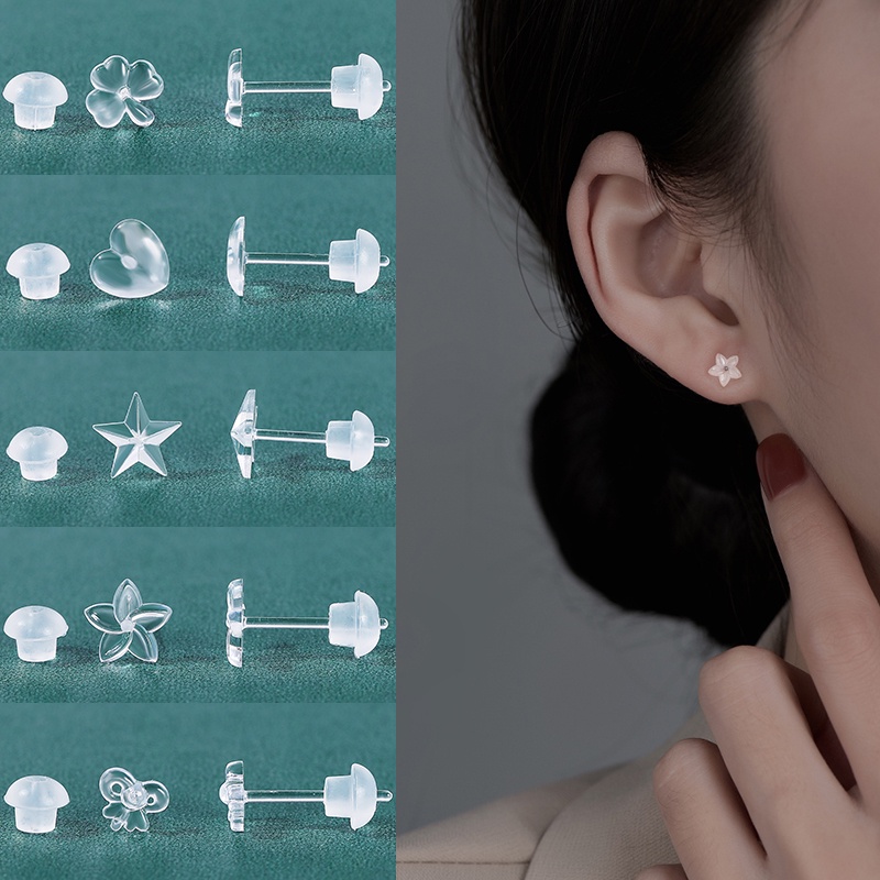 Clear Invisible Earrings Retainer | Light Flat Top Ear Piercing