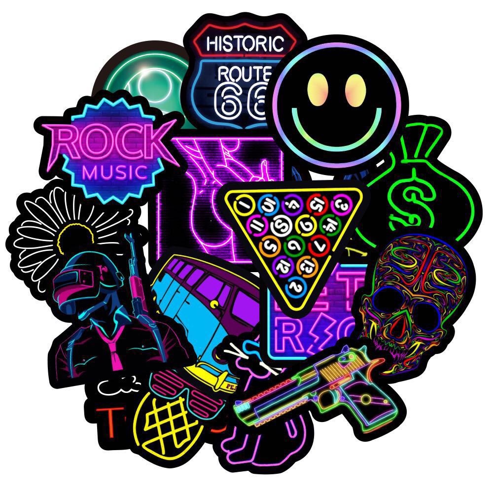 50pcs Neon Graffiti Stickers Car Water Cup Laptop Computer Sticker ...