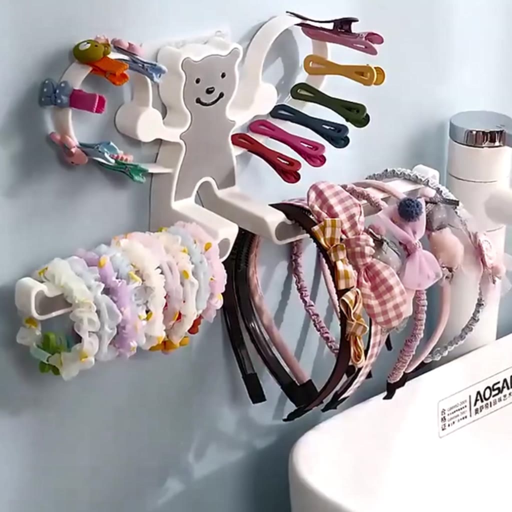 Multifunction Bear Hanging Rack Hook Storage Organizer For Scrunchies ...