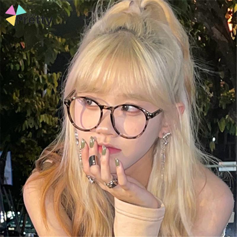 CAHAYA Oval Frame Plain Glasses Concave Shape Posing Plain Glasses Blue ...
