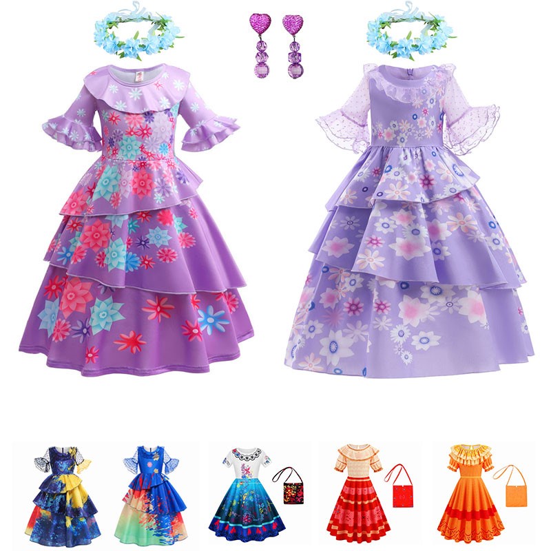 Princess Encanto Robe Isabela Cosplay Costume For Girl Mirabel Dolores ...