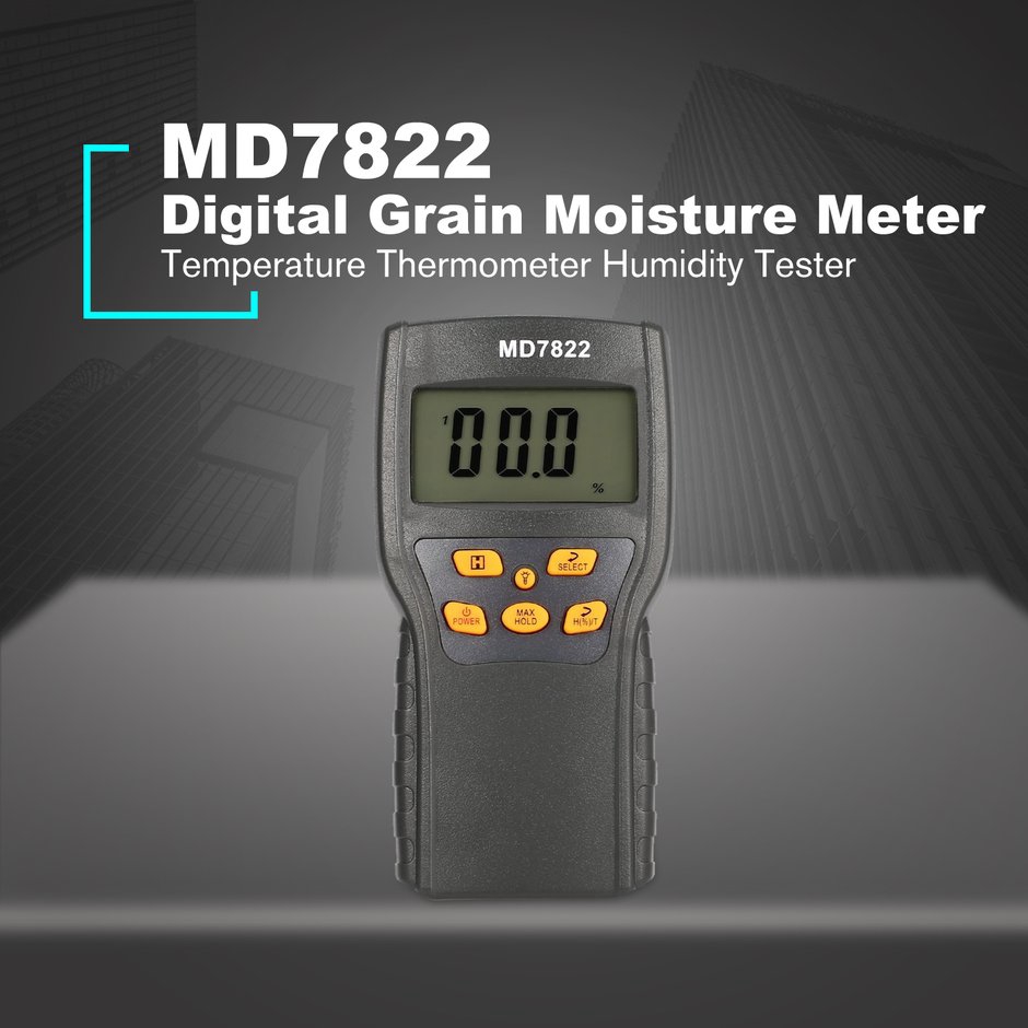 MD7822 Digital Grain Moisture Meter Temperature Thermometer Humidity