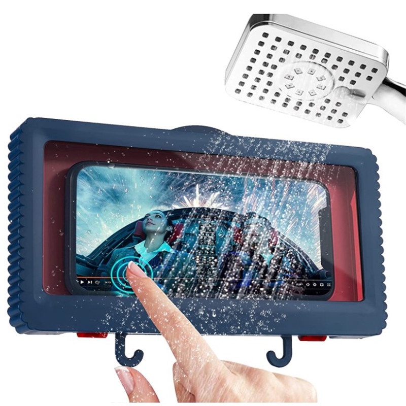 Punch-free Bathroom Waterproof Mobile Phone Box Wall-mounted Touch Screen  Mobile Phone Holder Shower