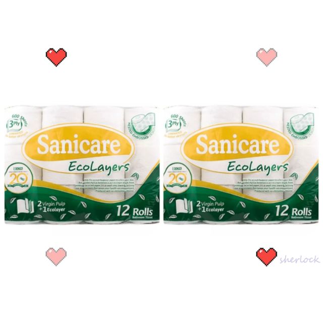 Sanicare Ecolayer Bathroom Tissue 3 Ply 12 Rolls By 2 Packs Shopee