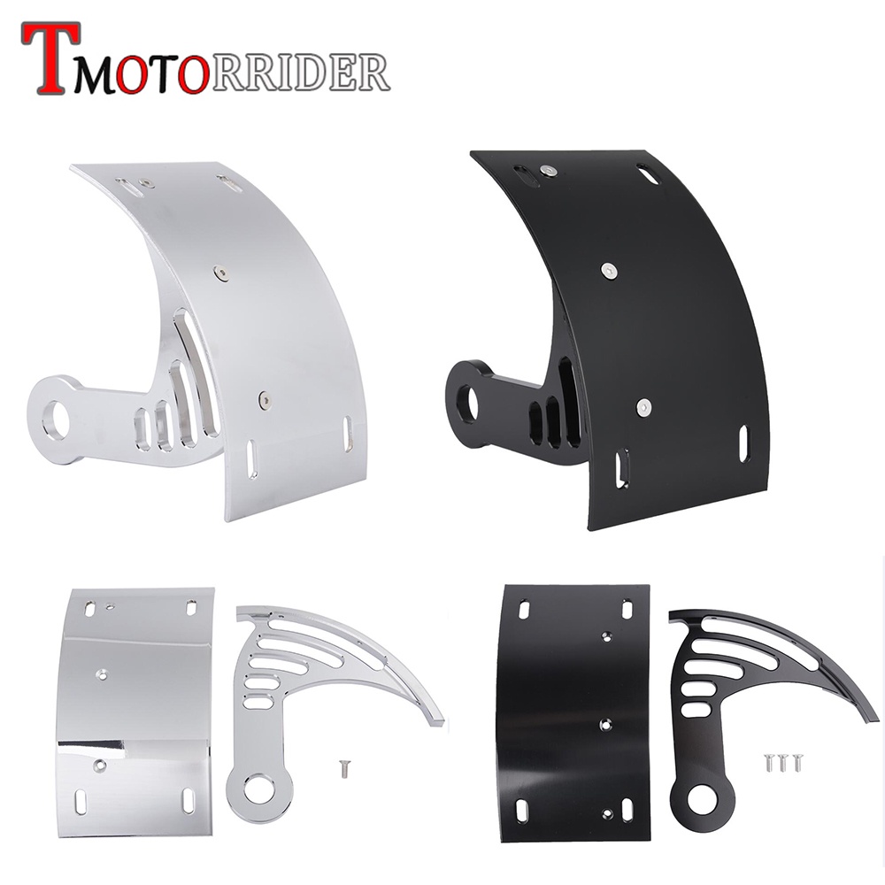 (Featured) *Billet Aluminum Black Chrome Swingarm Side Mount Curve Tail License Plate Holder
