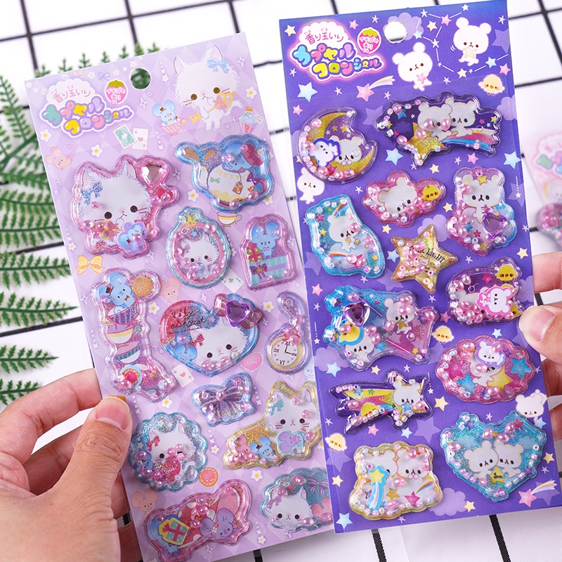 Kawaii Rabbit Little Pearl Decorative 3D Stickers Scrapbooking Diy ...