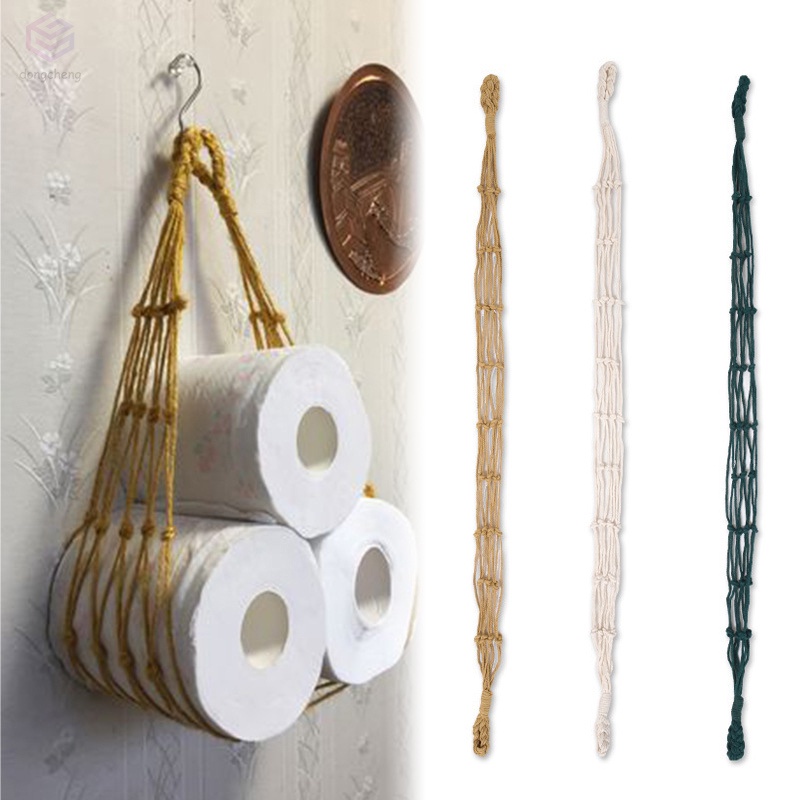 【New product】Hand-Woven Roll Paper Holder Storage String Bag Boho Style ...