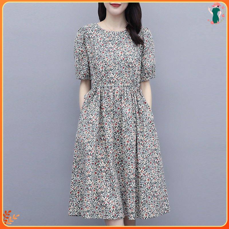 dress for woman casual maxi dress Cotton Floral Dress Women 2021 Summer New Style NarrowWaisted