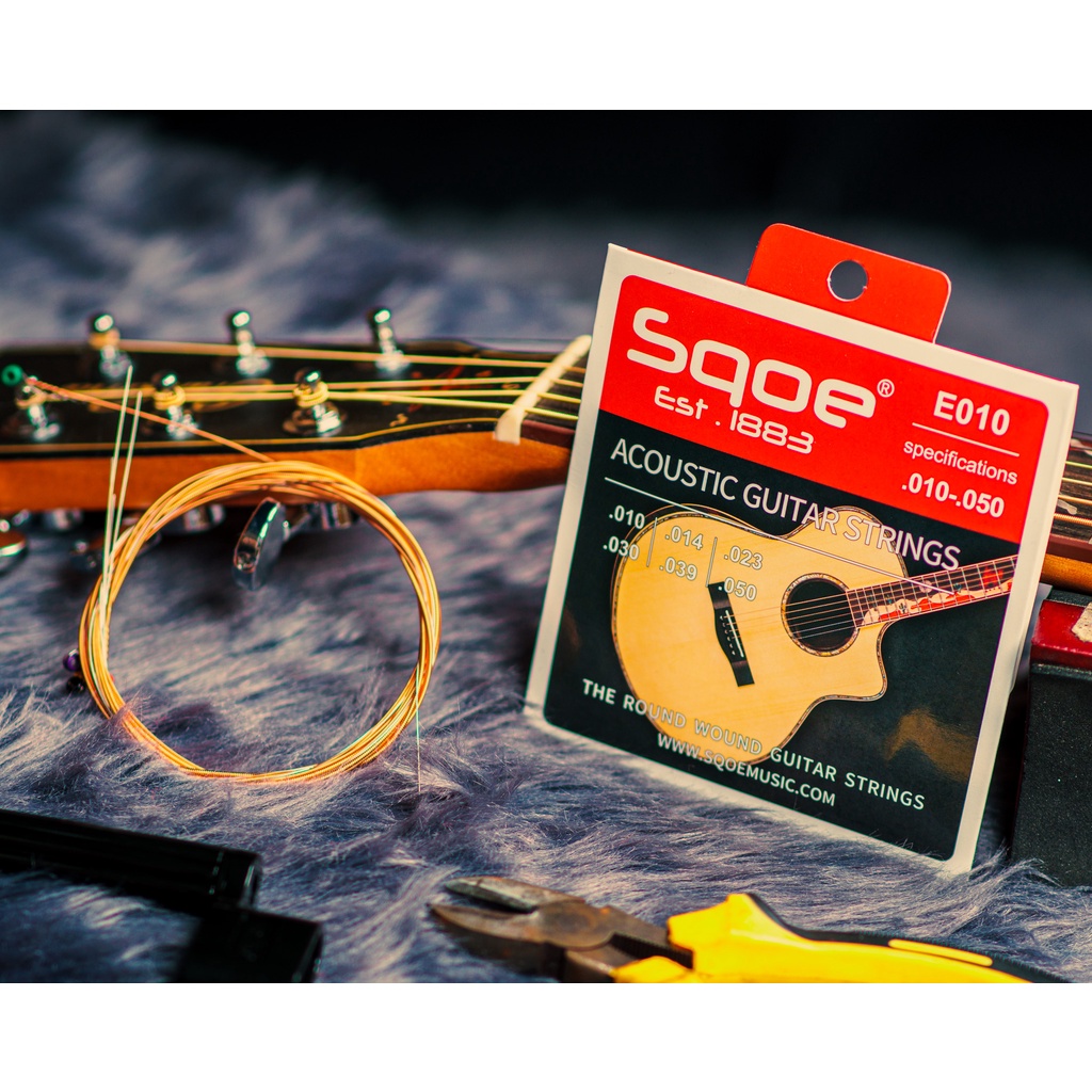 Sqoe Set Acoustic and Electric Guitar String X009 X010 E010