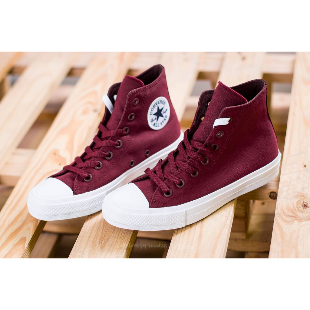 Converse Chuck II Genuine High Neck Shoes In Wine Red (Full box Product ...