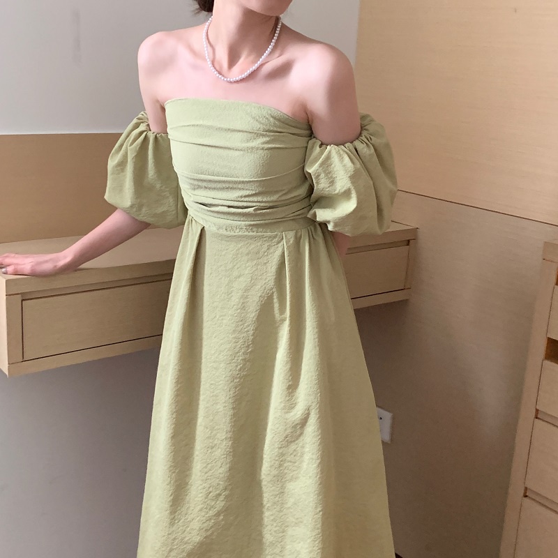 Solid Color One Piece Swimsuit Women One Shoulder Tube Top Hollow Out Cutout out Skirt Hip Wrapped Short Skirt Two Piece Sets