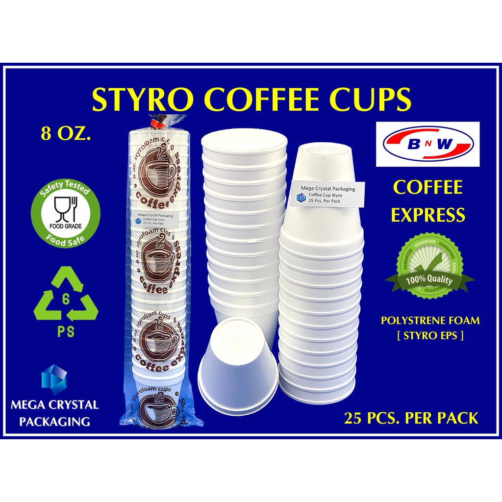 Styro / Disposable Coffee Cups 8 oz Coffee Express [ 25 Pcs. Per Pack ] Shopee Philippines