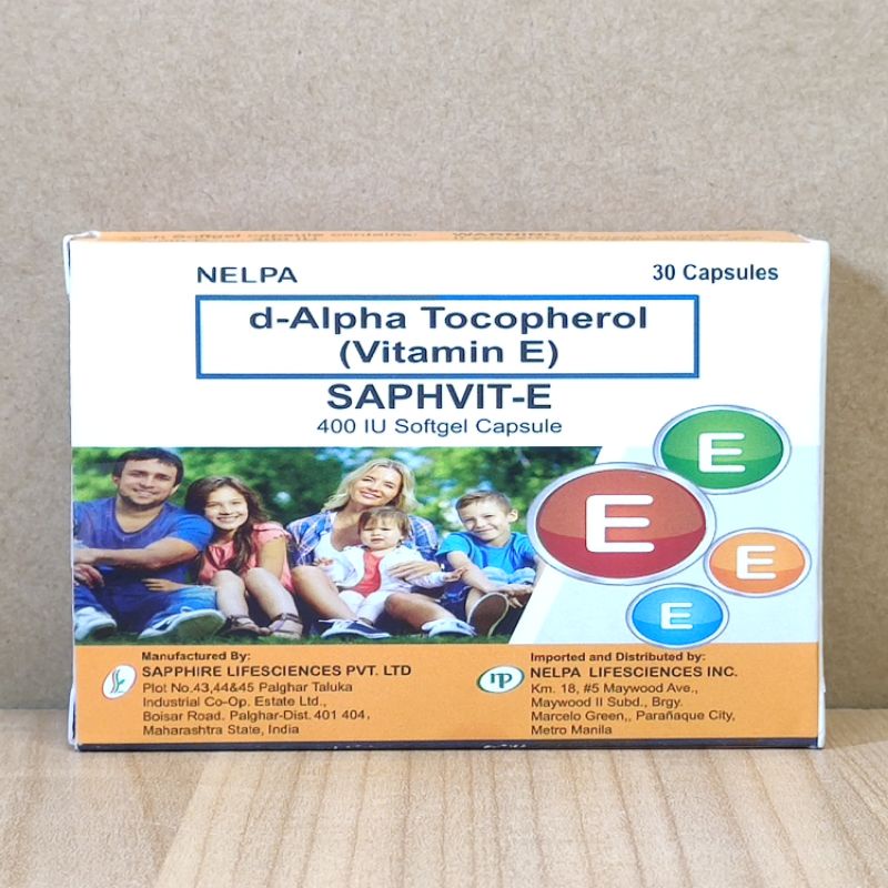 SAPHVIT E d Alpha Tocopherol 400 IU (Vitamin E) 30 Softgel Capsules