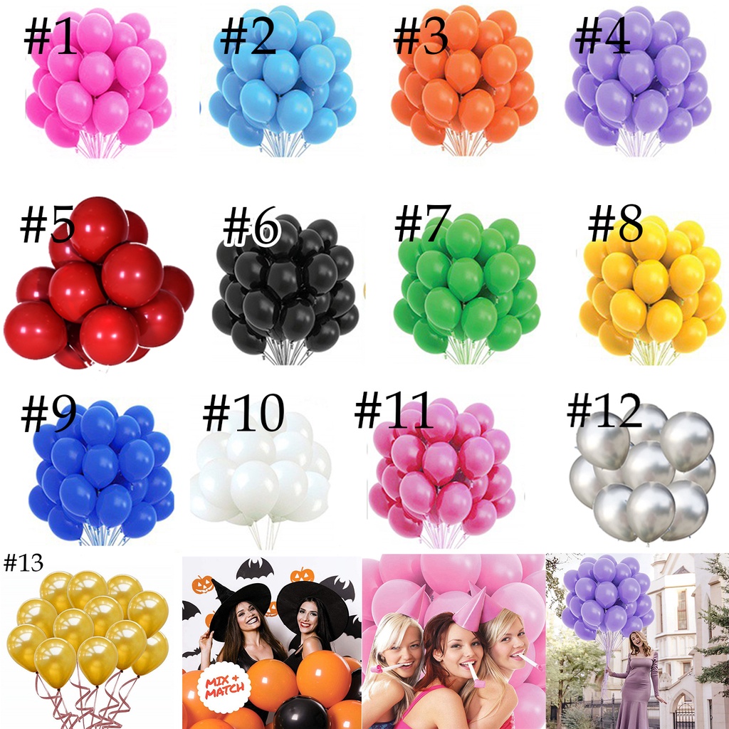 10pc 12 inch metallic glossy balloons latex happy Birthday decor Party ...