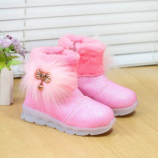 Girls pink clearance fur boots