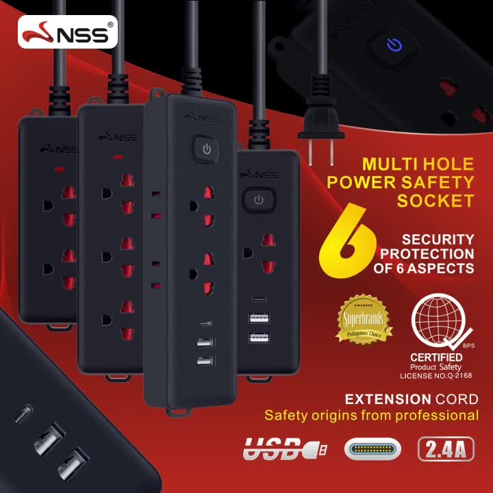 NSS Multi-Function Power Socket Outlet 3M with USB Ports Multi-Hole ...
