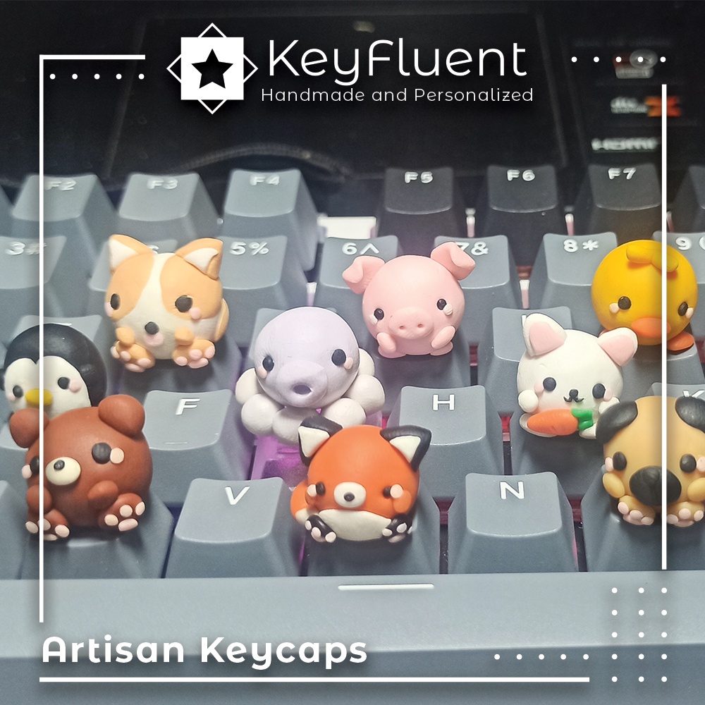 Farm/Domesticated Cute Round Animal Polymer Clay Artisan Keycap ...