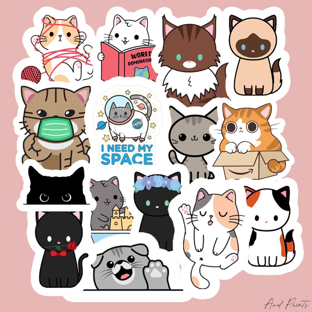 50 PCS Cute Cats Kawaii Cats Aesthetic Graffiti Sticker Set - 3CM, 4 ...