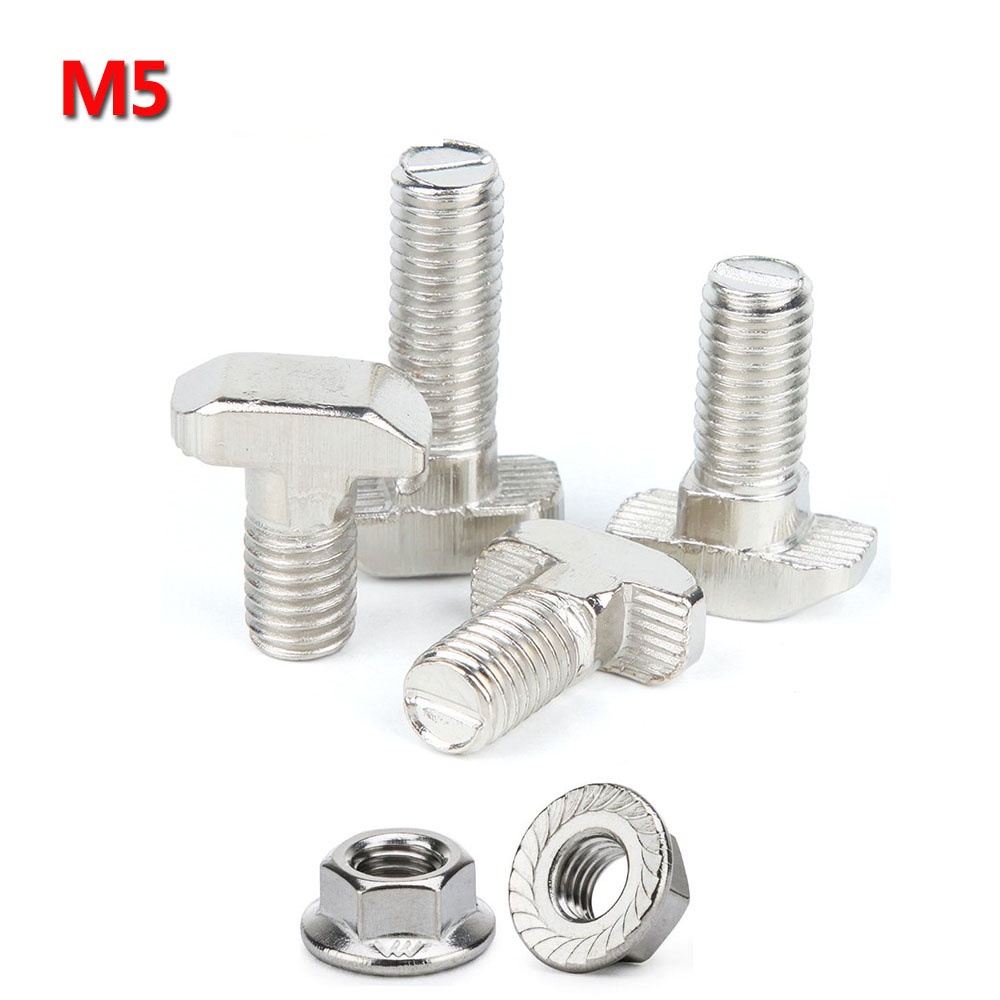 50pcs/lot M5x12 M5x16 M5x20 T Bolt Screws for EU Standard 2020 Linear ...