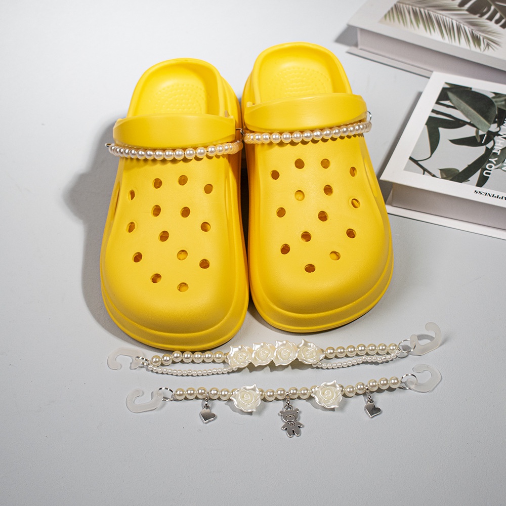 Crocs Jibbitz Pearl Flower Chain Set DIY Shoes Charm Button Shopee