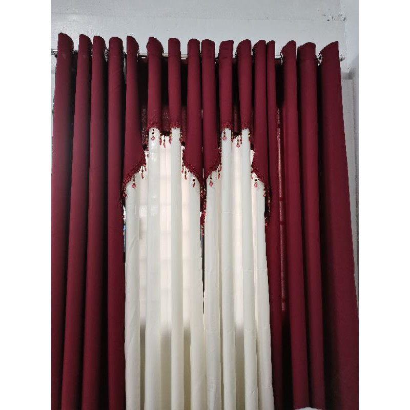 Katrina Maroon curtains per piece | Shopee Philippines