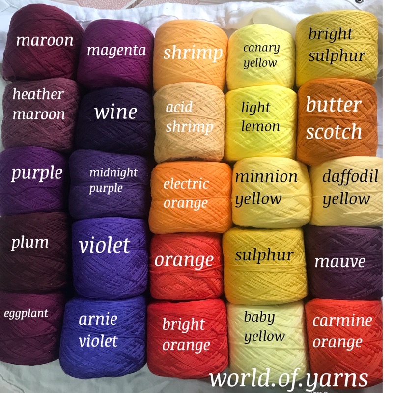 Part 4> FINE COTTON YARNS/ THREADS( shade of purple, orange & yellow ...