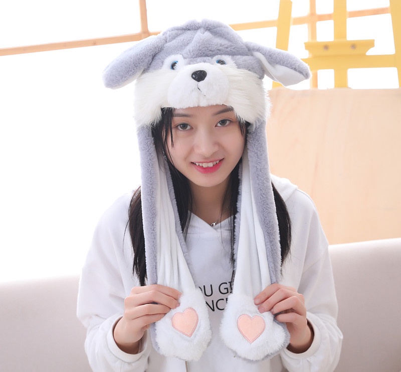 Fashion Moving Hat Rabbit Ears Plush Sweet Cute Airbag Cap can be ...