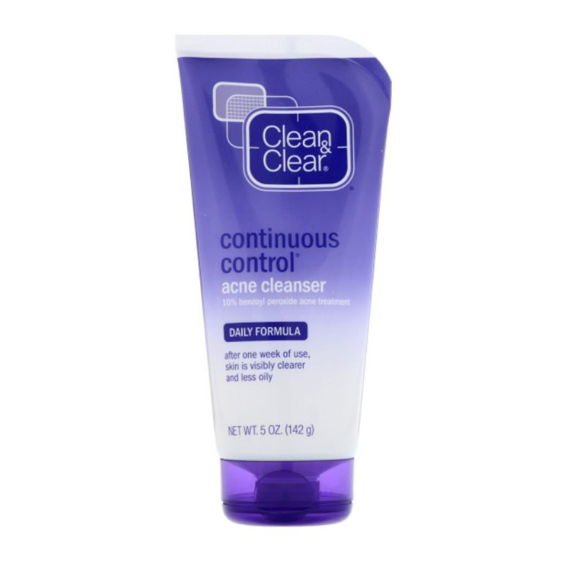 (Benzoyl Peroxide) Clean & and Clear Continuous Control Acne Cleanser, Daily Formula, 5 oz (142