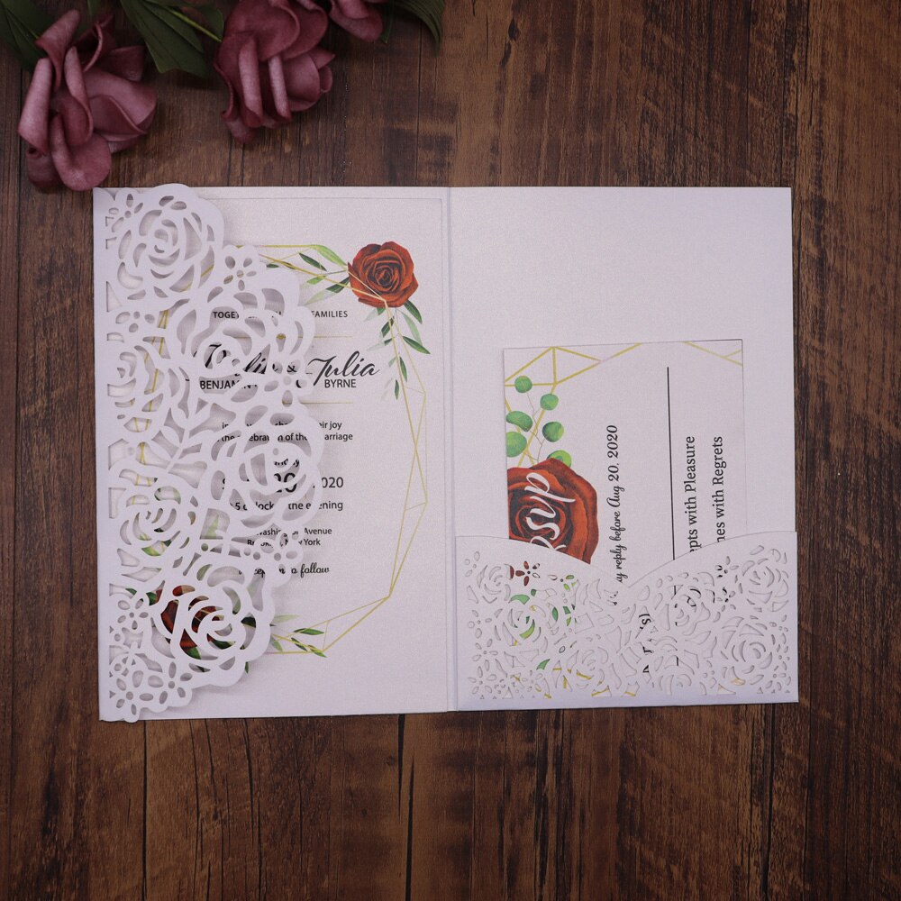 10pcs/pack Carved Rose Wedding Invitation Card Party Favor ..., image size:1000x1000