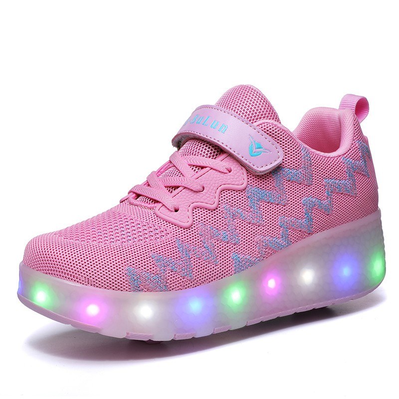 in stock hot sale high quality Heelys LED Light Sneakers Two Wheels Boy Girl Roller Skate Shoes Kids size 27 39