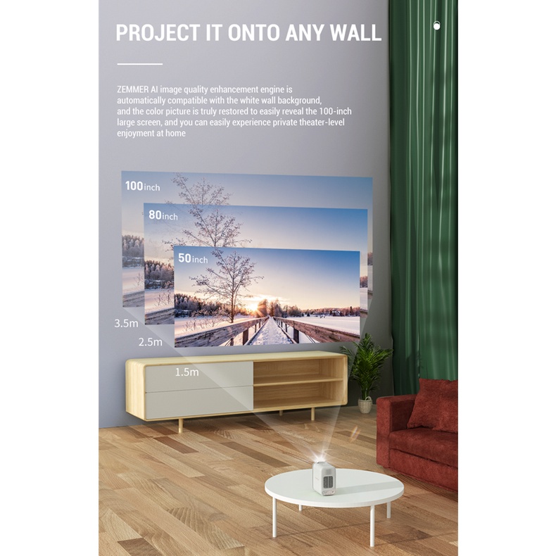 ZEEMR M1 Pro Smart Mini Projector 1080P 4K Decode HD Android 9.0 WIFI