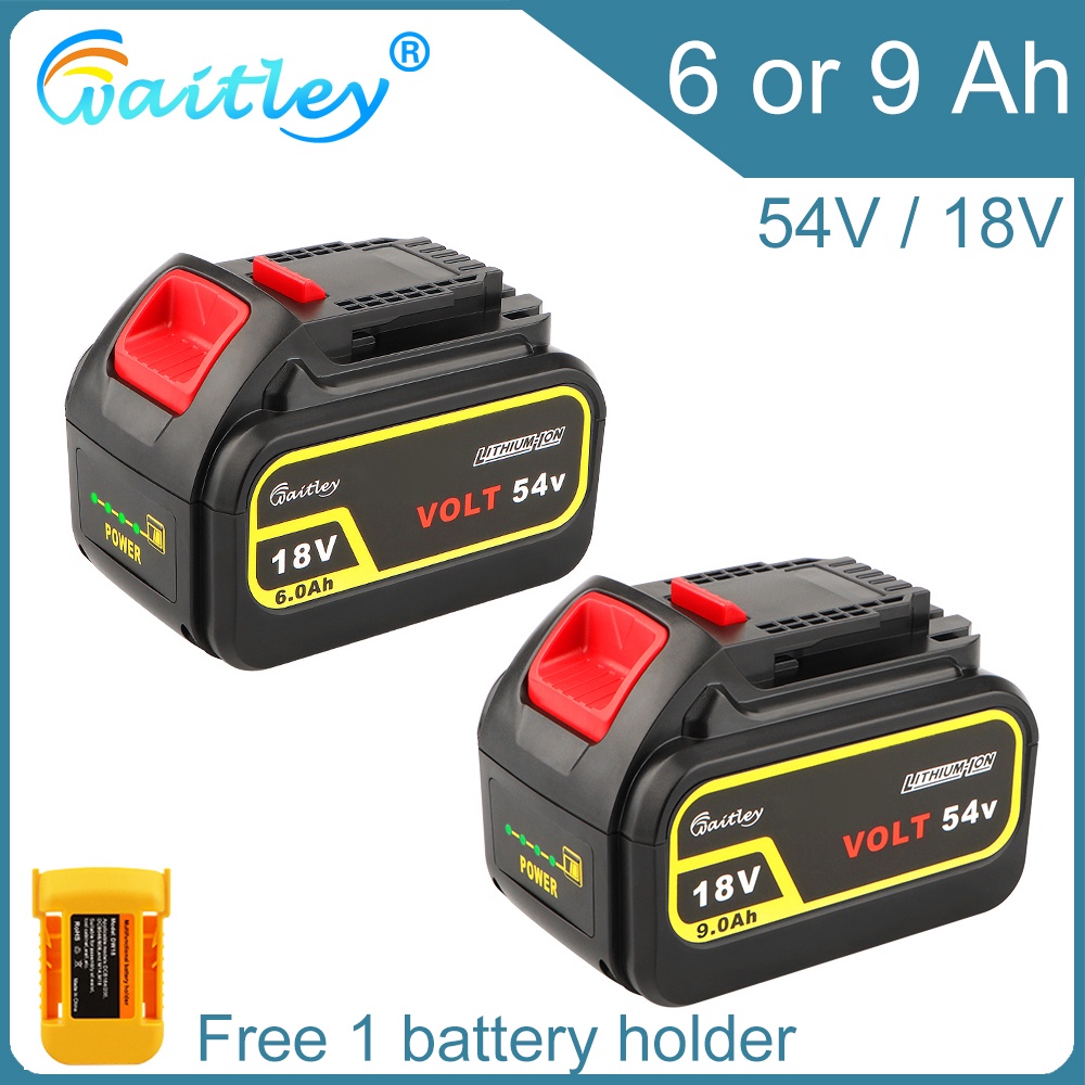 Waitley DCB606 18V 54V 9Ah 6Ah Li-Ion De walt Battery for DeWalt XR 20V ...