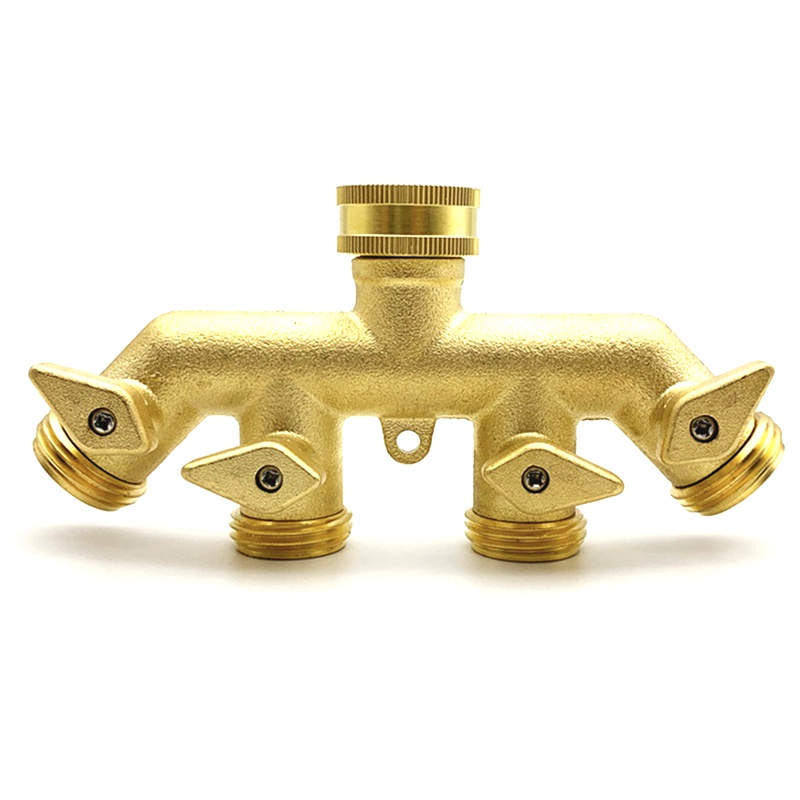 Heavy Duty Solid Brass Garden Hose Connector 4 Way Tap Splitter Faucet