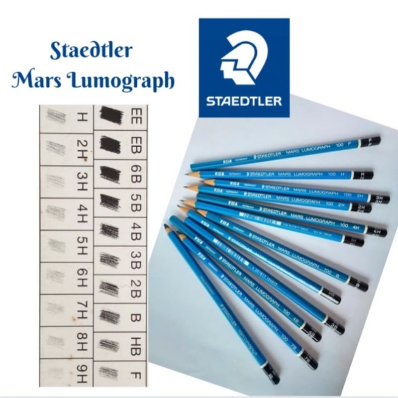 Staedtler Mars Lumograph Pencil Graphite [ F, B, 2B, 3B, 4B, 7B, 8B, H ...